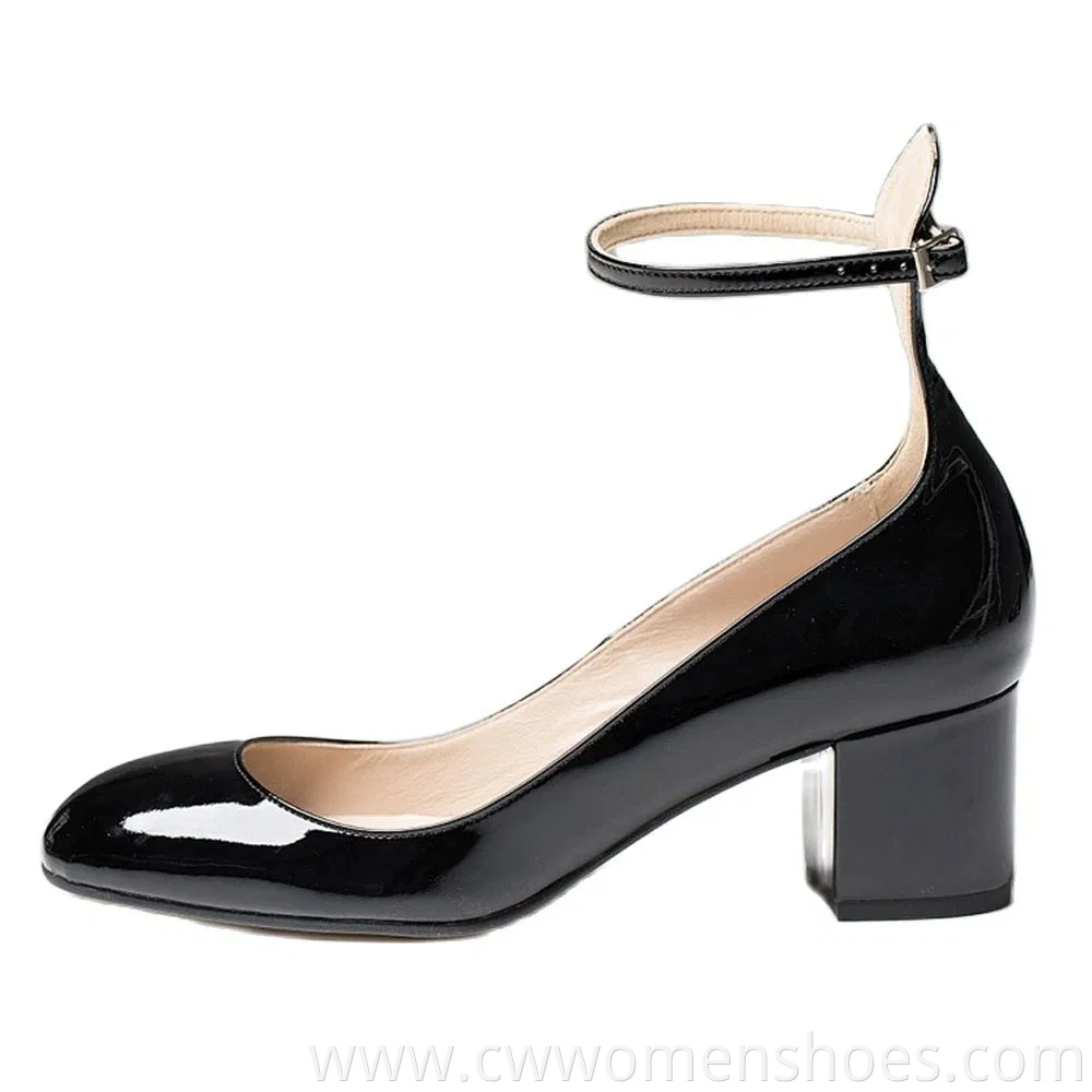 Womens Ankle Strap MID Heel Babydoll Mary Jane Shoes Heeled Pumps Block Heels